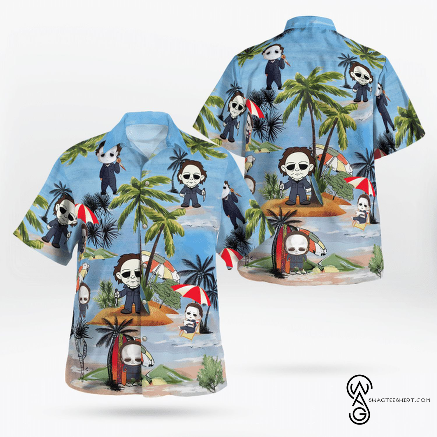 [Top Trending] Michael Myers And Jason Voorhees Mountain Dew Halloween Casual Beach Full Printing Hawaiian Shirt